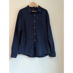 Mens Untuckit Sherwood Long Sleeve Button-up Flannel Shirt, Navy, Size XL